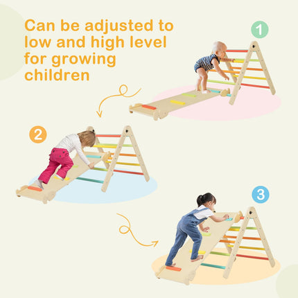Costzon Climbing Toys for Toddlers, 7 in 1 Foldable Montessori Wooden Arch Climber Ladder with Rocker
