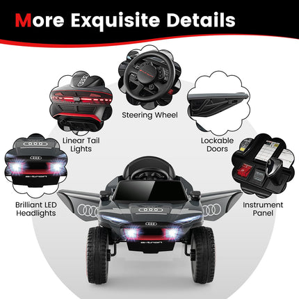Costzon Ride on Car, Audi Licensed E-tron Racing Car, 12V Battery Powered Electric Vehicle
