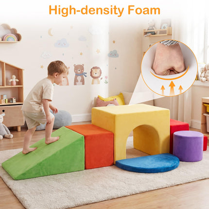 Costzon 6 PCS Foam Climbing Blocks | Velvet Indoor Climb & Crawl Activity Playset