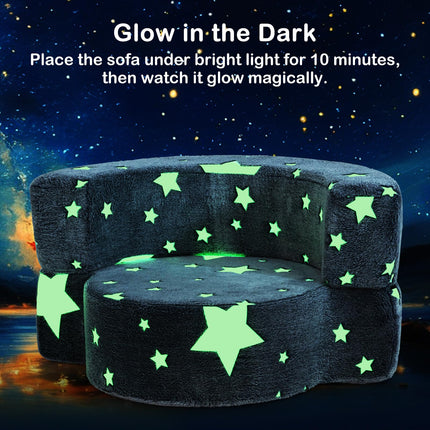 Costzon Kids Couch, 2 in 1 Convertible Glow in The Dark Sofa for Toddlers with 8-inch Sitting Cushion