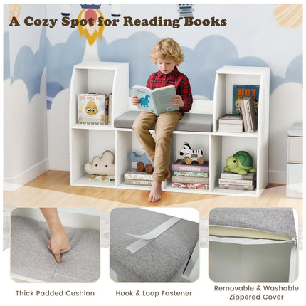Costzon Kids Bookshelf with Reading Nook 40" Toy Storage Organizer