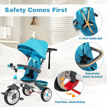 Costzon Tricycle for Toddlers 6 in 1 Trike w/Parent Handle