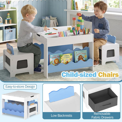 Costzon Kids Table and Chairs Wooden 4-in-1 Toddler Activity Desk Set