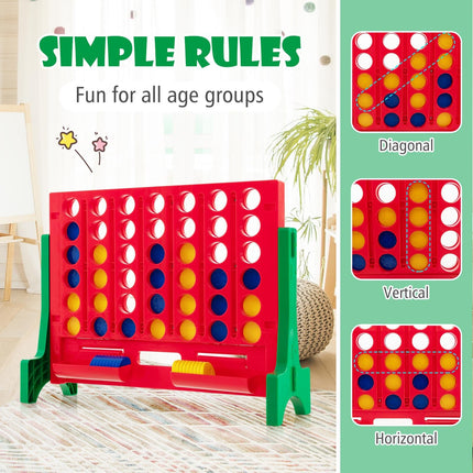 Costzon Giant 4 in a Row Connect Game, 2-in-1 Jumbo 4-to-Score Game Set with Carrying Bag, Fun Family Party Game