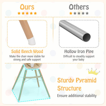BABY JOY Baby High Chair, Wooden High Chair for Babies & Toddlers with Dishwasher Safe Double Removable Tray