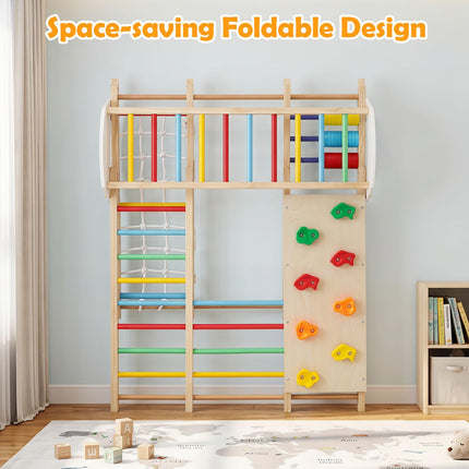 Costzon Indoor Playground, 8-in-1 Foldable Indoor Jungle Gym for Kids