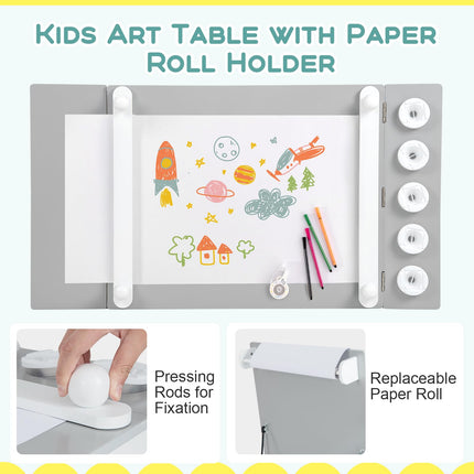 2 in 1 Kids Art Table and 2 Chair Set | Kids Drawing Table with Large Storage