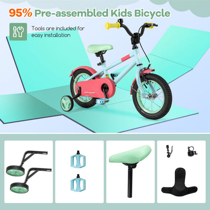 BABY JOY Kids Bike, 12 Inch Sport Style Children's Bicycle with Vivid Color, Training Wheels