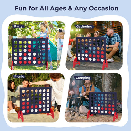 Costzon Giant 4-in-a-Row Game Set, Wooden Jumbo 4-to-Score Game w/ 42 PCS Chips & 600D Oxford Fabric Carrying Bag