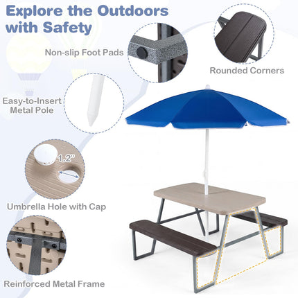 Costzon Kids Picnic Table HDPE Tabletop Metal Frame