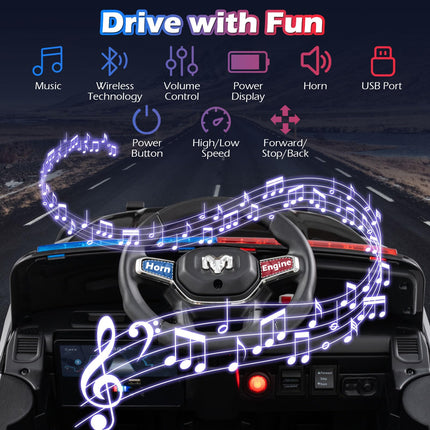 Costzon 12V Police Car Ride On Licensed RAM Kids Electric Vehicle