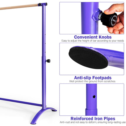 Costzon Portable Ballet Barre, 51" Freestanding Ballet Bar with Adjustable Height, Fitness Dance Bar
