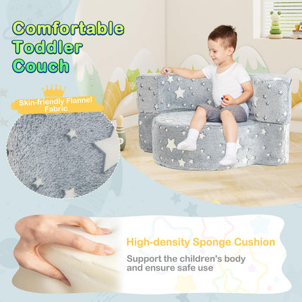 Costzon 2 in 1 Convertible Glow in The Dark Kids Sofa with 8-inch Sitting Cushion