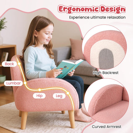 Costzon Kids Sofa | Children Pink Armchair with Solid Wood Frames