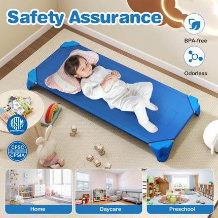 Costzon Daycare Cots for Kids, 6 PCS Space-Saving Stackable Cots w/Sturdy Metal Frame