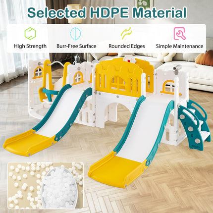 Costzon 10 in 1 Toddler Swing and Slide Set 2 Slides