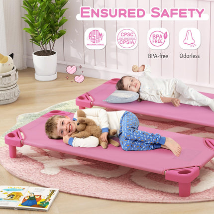 Costzon Daycare Cots for Kids, Pack of 6, 51” L x 22.5” W Stackable Nap Cots with Easy Lift Corners
