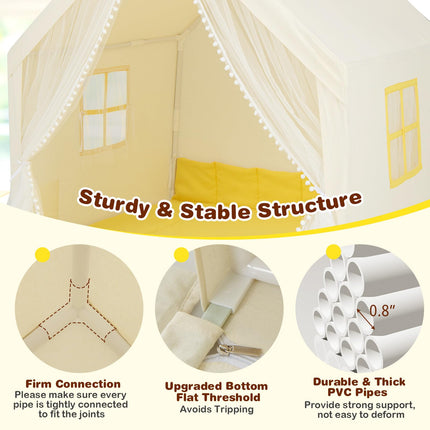 Costzon Kids Tent, Toddler Indoor Outdoor Playhouse w/Windows, Washable Cotton Mat