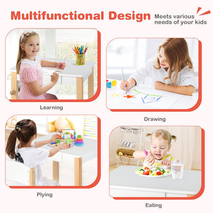 Costzon Kids Table and Chair Set, Kids Art Table with Paper Roll, Wooden Activity Table, Toddler Table and Chair Set