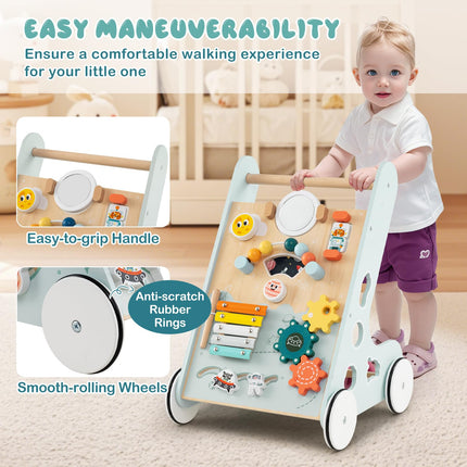 Costzon Wooden Baby Walker Push and Pull Learning Activity Center