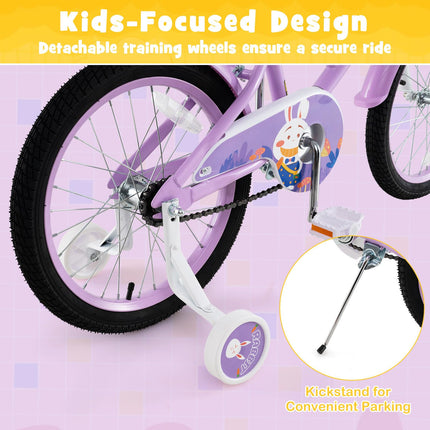 Costzon Kids Bike, 18 Inch Child Bicycle w/Removable Training Wheels, Storage Basket, Adjustable Seat