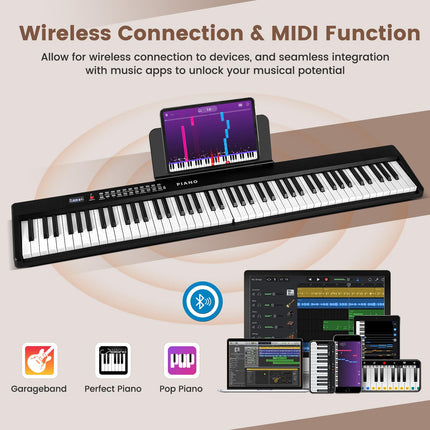 Costzon 88-Key Folding Piano Keyboard, Full-Size Semi-Weighted Electric Piano Digital Piano