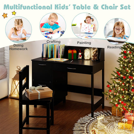 Costzon Kids Desk and Chair Set Wooden Student Study Desk Set