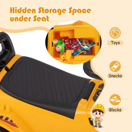 Costzon Ride On Excavator, Kids Construction Digger Truck, Foot-to-Floor Sliding Car Vehicle Toy w/Working Shovel