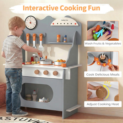 Costzon Kids Kitchen Playset | Toddler Wooden Pretend Play Toy w/Water Faucet