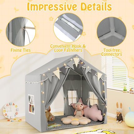 Costzon Kids Tent, Large Toddler Play Tent with 2 Doors, 4 Windows(53.5" x 37" x 53")