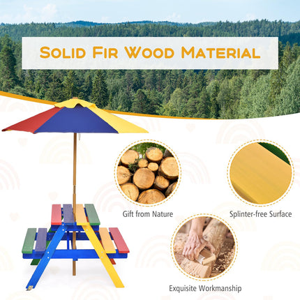 Costzon Kids Picnic Table with Removable & Foldable Umbrella