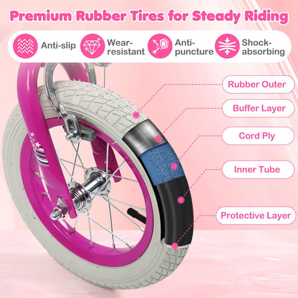 BABY JOY Girls Bike | 12” 14” 16” 18” Kids Bike for 3-8 Years Old with Training Wheels
