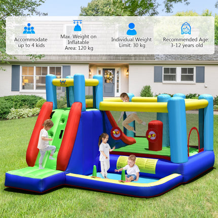8 in 1 Kids Giant Bounce House with 735W Blower