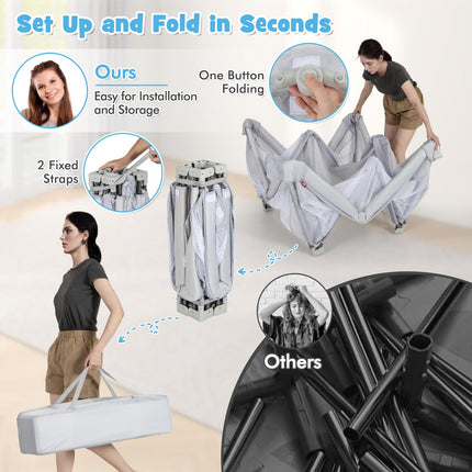 Costzon Foldable Playpen for Babies, 50''x50''/59''x59''