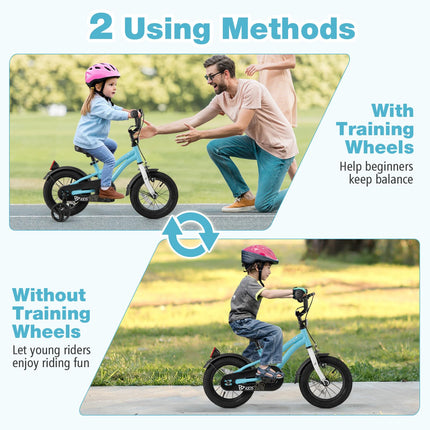 BABY JOY Kids Bike, 12 14 16 18 Inches Sporty Bicycle with Training Wheels