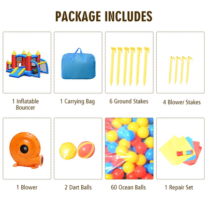 BOUNTECH Inflatable Bounce House, 6 in 1 Jump 'n Slide Bouncer w/ Large Jumping Area