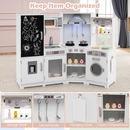 Corner Wooden Play Kitchen with Lights & Sounds