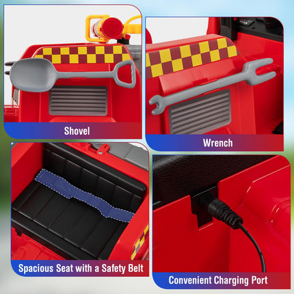 Costzon  12V Battery Powered Fire Car Toy with Water Gun & Tank