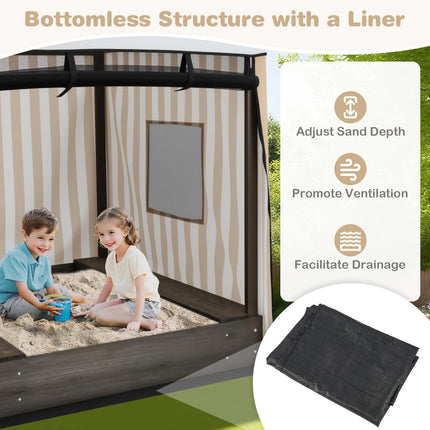 Costzon Kids Wooden Sandbox with Canopy