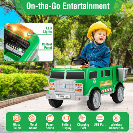 Costzon Ride on Garbage Truck, 12V Battery Powered Kids' Electric Vehicles w/Remote Control