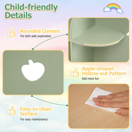 Costzon 45" Kids Green Apple Tree Bookshelf | Montessori Bookshelf Toy Storage Organizer