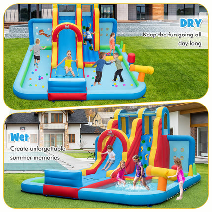 BOUNTECH Inflatable Water Slide, 14 x13FT Kids Mega Waterslide Park w/Super Long Slide for Racing Fun