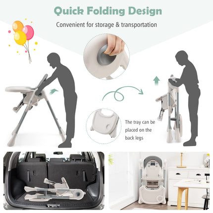 BABY JOY Convertible High Chair for Babies & Toddlers, Foldable Highchair with Adjustable Backrest