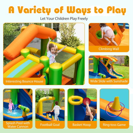 BOUNTECH Inflatable Water Slide 8-in-1 Playhouse Bouncy Castle Water Slide