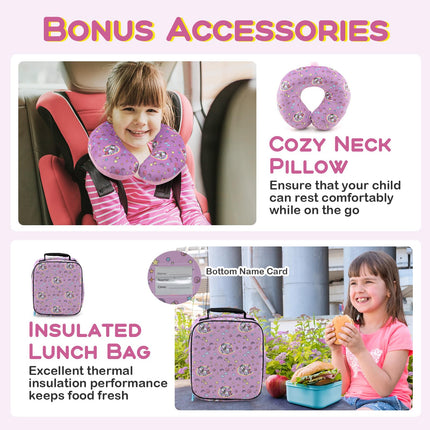 BABY JOY Kids Luggage, 5 Pieces Luggage Set w/ 16" Carry-on Hardshell Spinner Toddler Suitcase, 13" Backpack
