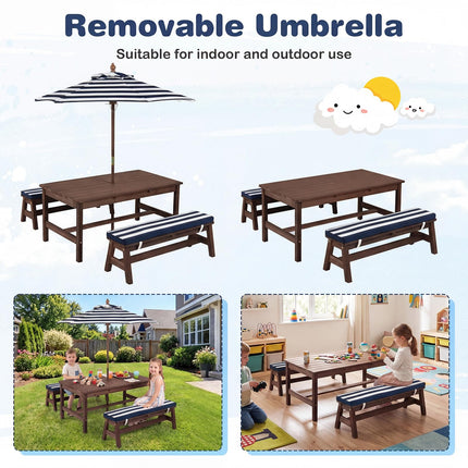 Costzon Kids Picnic Table Fir Wood Toddler Outdoor Table & Bench Set