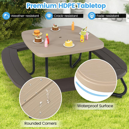 Costzon  8 Person Kids Outdoor Table and Chairs with Foldable & Adjustable Umbrella