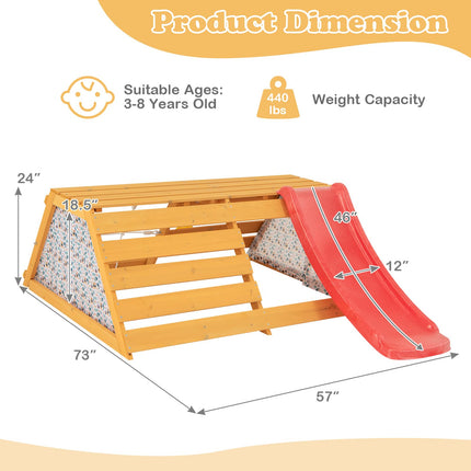 Costzon Climbing Toys for Toddlers, 5-in-1 Wooden Indoor Playground, Climbing Ladder with Slide for Kids