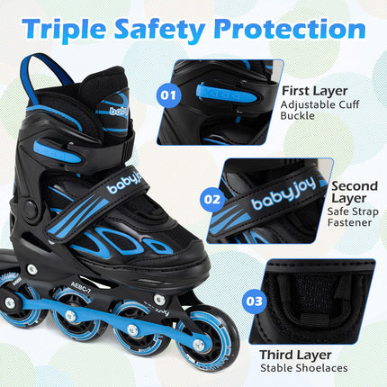 Costzon Inline Skates 4 Sizes Adjustable Kids Roller Blades