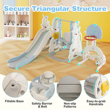 Costzon Toddler Swing and Slide Set 7 in 1 Toddler Slide for Kids